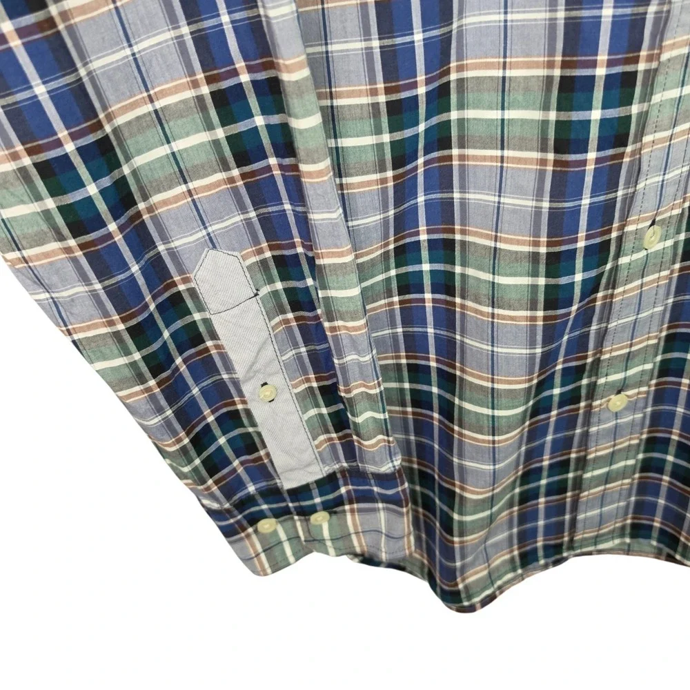 Banana Republic Shirt Mens Large Blue Plaid Button Up Long Sleeve Casual Pocket